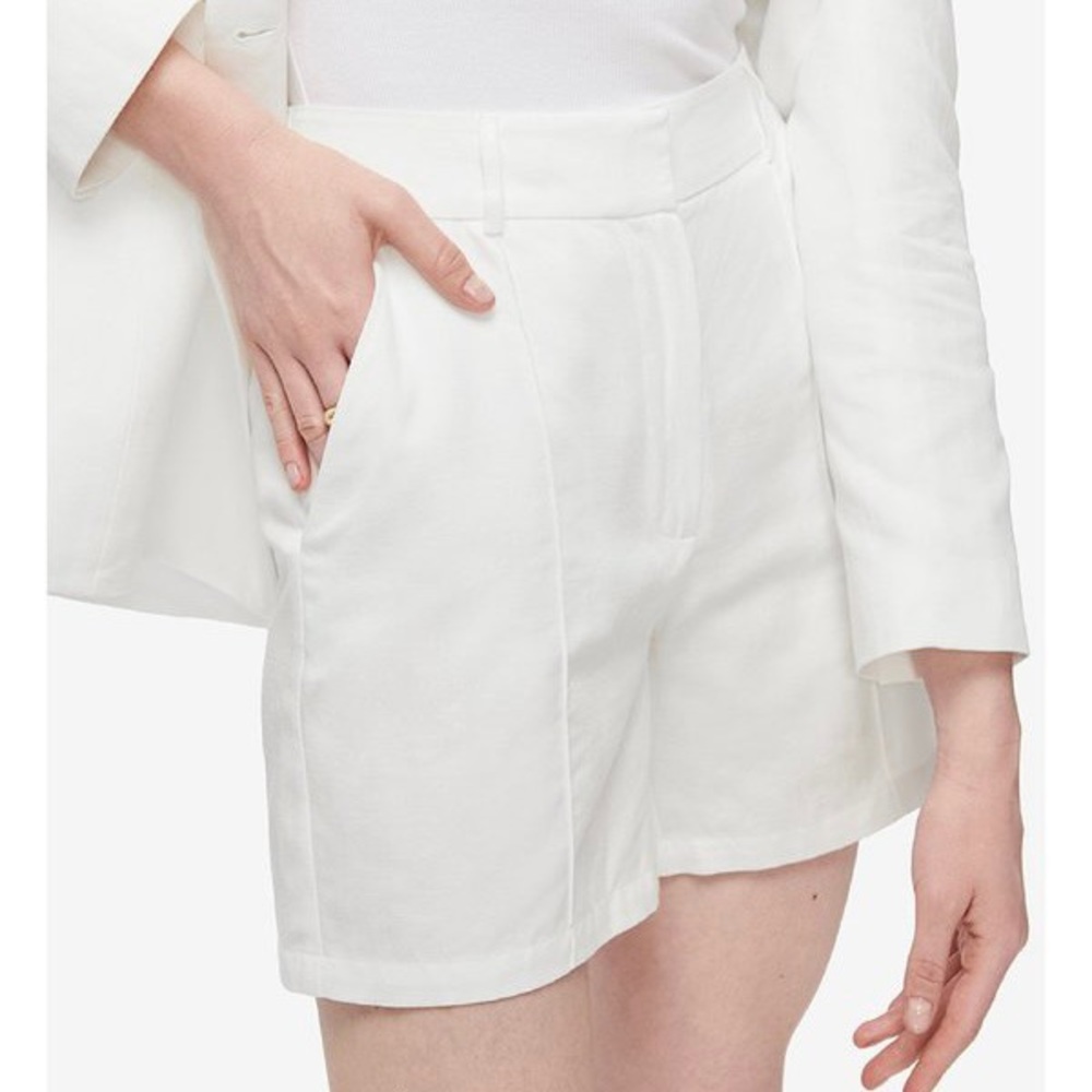 NWT Anine Bing Mila White Linen High Rise Shorts 38 (M)